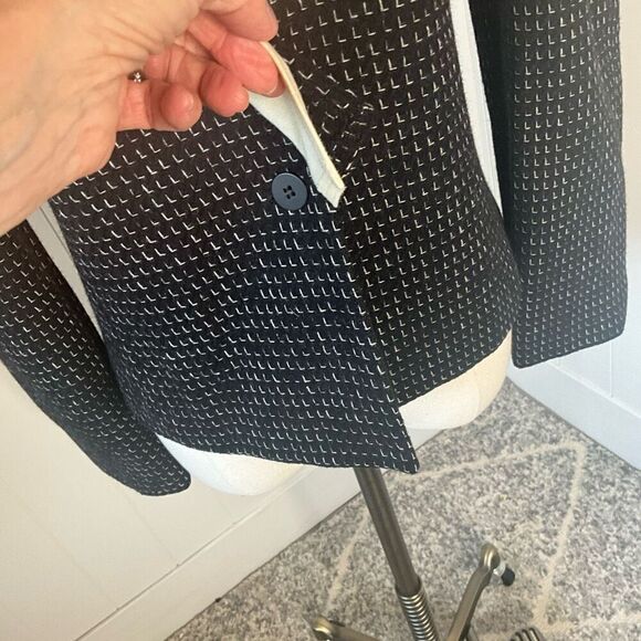 Vintage 80s Eric Sands Women’s Medium Black Tweed Hidden Button Blazer Jacket - Picture 4 of 11